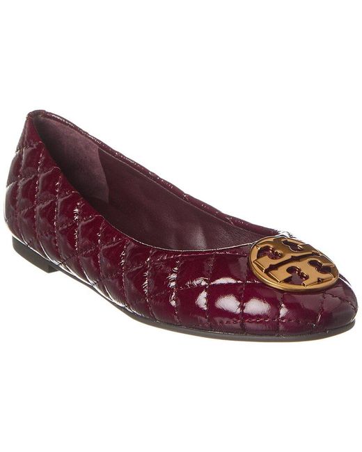 Tory Burch Red Chelsea Quilted Patent Ballet Flat