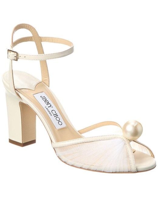 Jimmy Choo Metallic Sacora 85 Tulle & Leather Sandal
