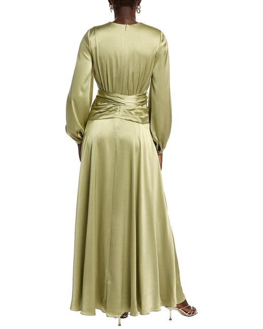 Badgley Mischka Green Faux Wrap Gown