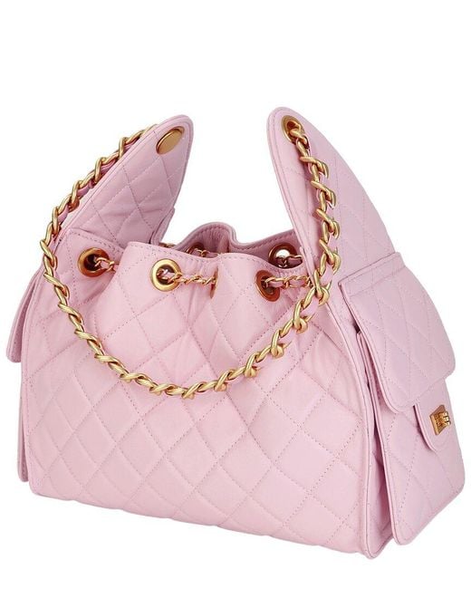 Tiffany & Fred Paris Pink Quilted Leather Shoulder Bag
