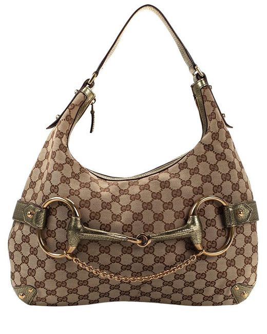 Gucci Brown Canvas & Leather Amalfi Handbag (Authentic Pre-Owned)