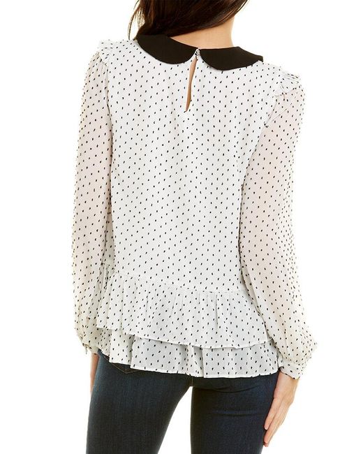 Cece Long Sleeve Clip Dot Blouse in 