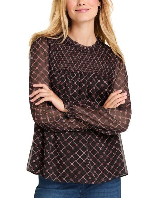 Draper James Brown Jacqueline Long Sleeve Top