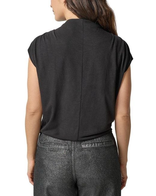 Lilla P Black Cap Sleeve Mock Shirt
