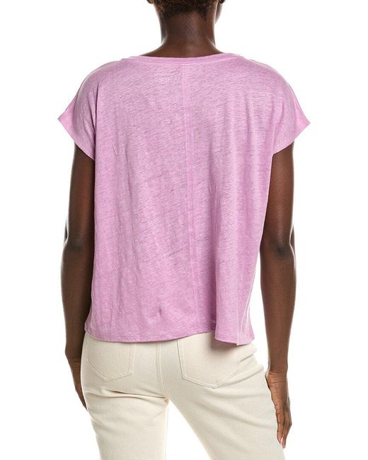 Eileen Fisher Pink V-Neck Square Linen T-Shirt