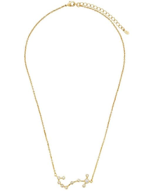 Sterling Forever Metallic When Stars Align Constellation Sign 14K Plated Cz Necklace