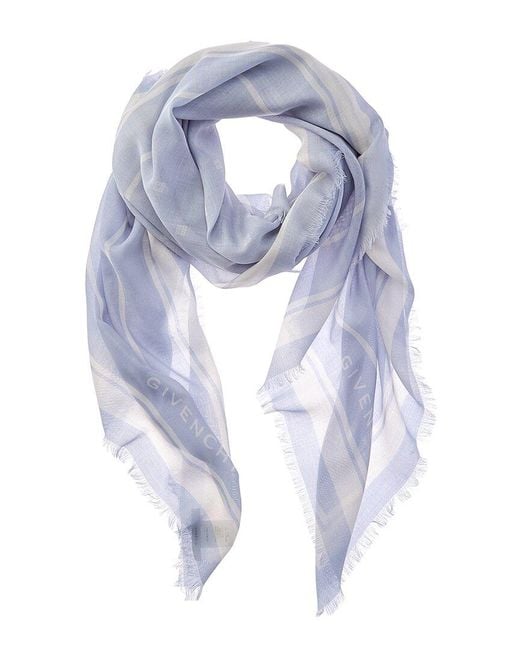Givenchy Blue 4G Cashmere & Silk-Blend Scarf