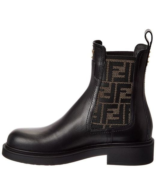 Fendi Black Filo Leather Biker Boot