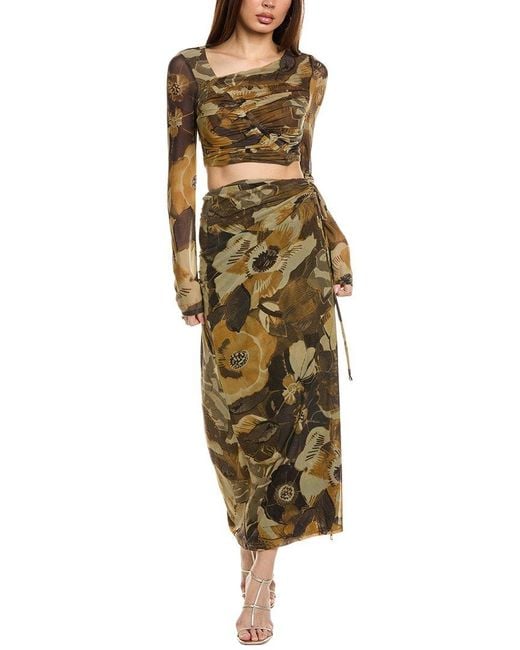 Free People Green 2Pc Supernova Top & Skirt Set