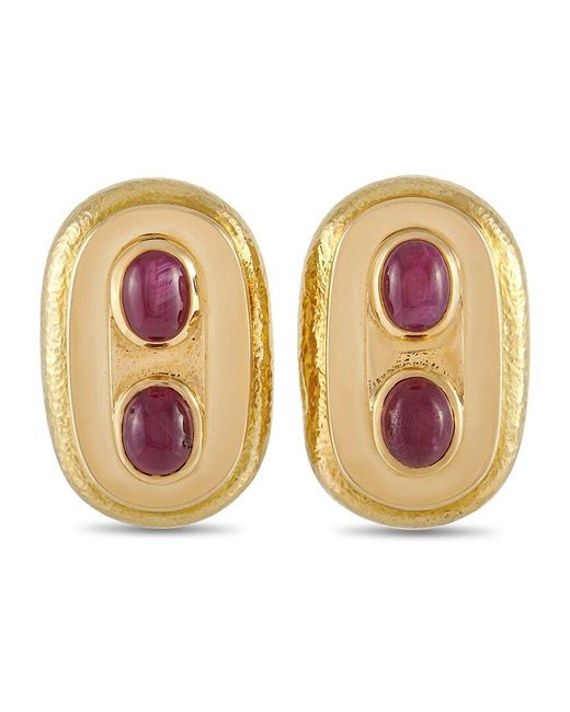 David Webb Pink 18K Ruby Clip-On Earrings (Authentic Pre-Owned)