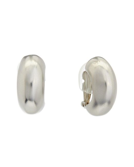 Kenneth Jay Lane White Rhodium Plated Clip-on Hoops