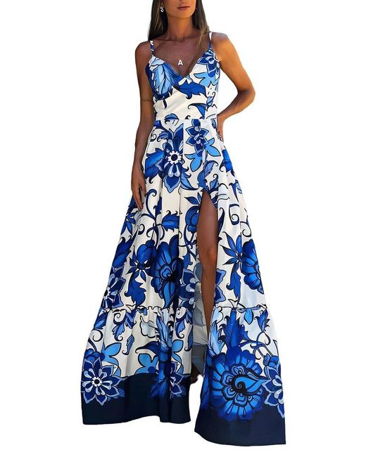 MIRA RICHI Blue Midi Dress