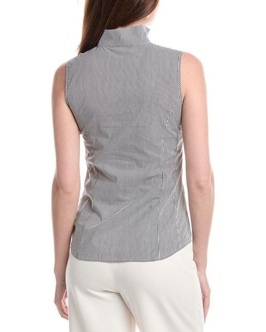 Misook Gray Pinstripe Stretch Cotton Blouse