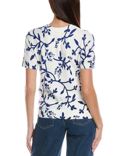 Cece Blue Printed Vines Sweater