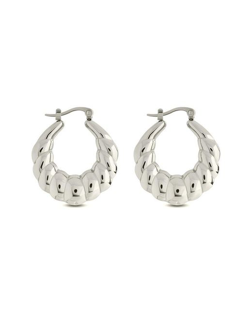 Sterling Forever Metallic Piper Twisted Polished Hoop Earrings