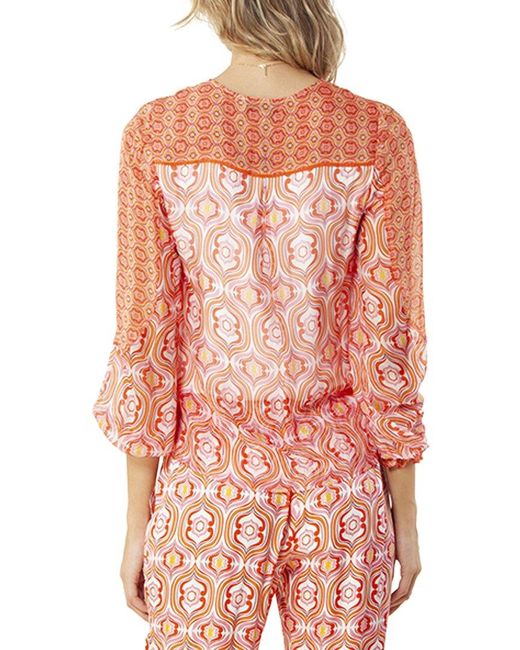 Hale Bob Orange Tie Silk-blend Top