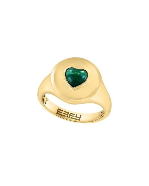 Effy Fine Jewelry Metallic 14K 0.96 Ct. Tw. Malachite Ring