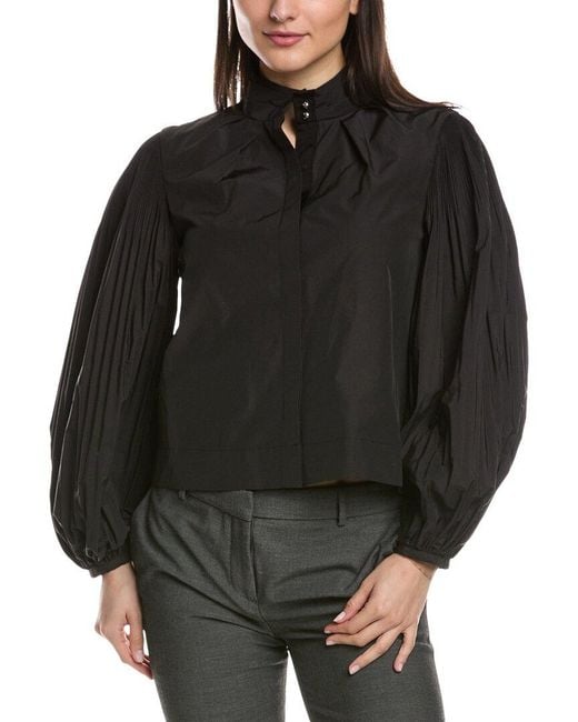 10 Crosby Derek Lam Black Lupa Pleated Sleeve Top