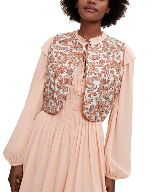 Maje Pink Linen-blend Suit Blazer