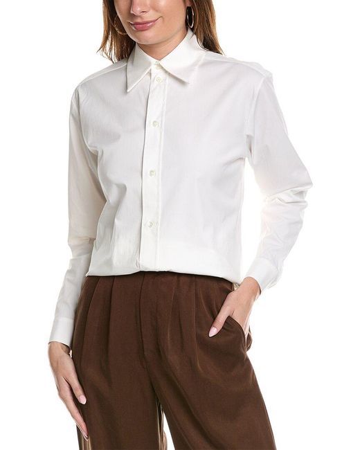 Michael Kors White Asymmetric Cotton Poplin Shirt