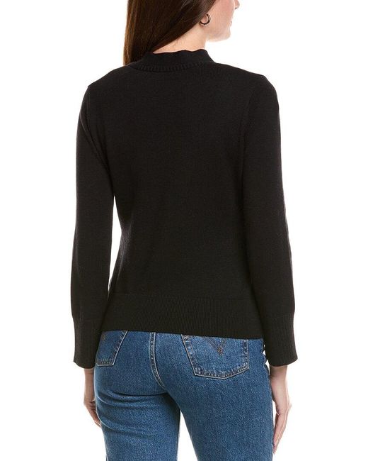 Hannah Rose Black Cinched Waist Button Cashmere-Blend Cardigan