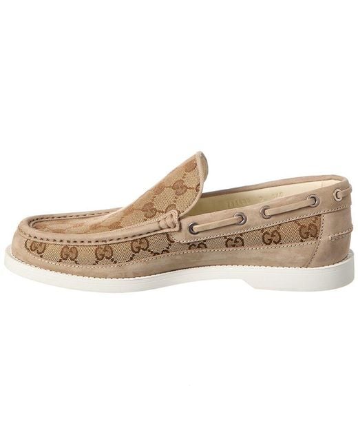 Gucci Brown Canvas Moccasin for men
