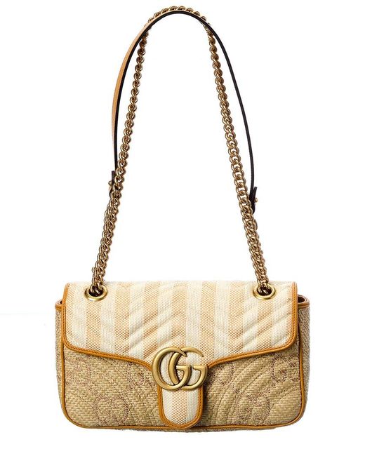 Gucci Canvas GG Marmont Matelasse Shoulder Bag in White | Lyst