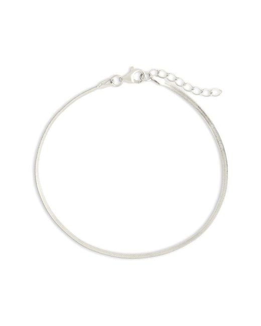 Sterling Forever White Herringbone Chain Bracelet