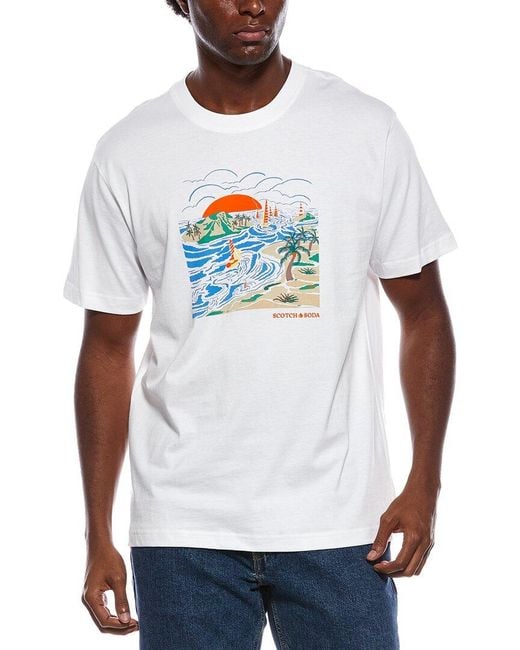 Scotch & Soda White Graphic T-Shirt for men