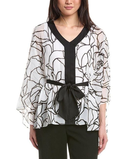 Joseph Ribkoff Gray Waist-Tie Sheer Top & Cami