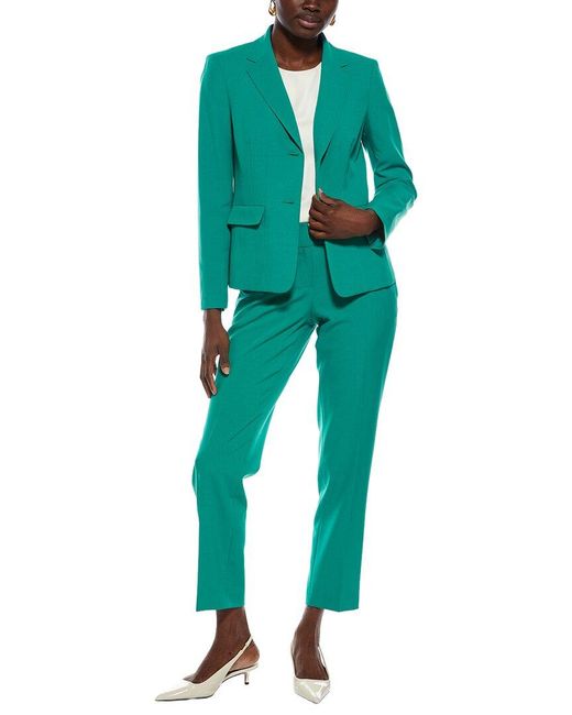Le Suit Green 2Pc Seamed Jacket & Slim Pant Set