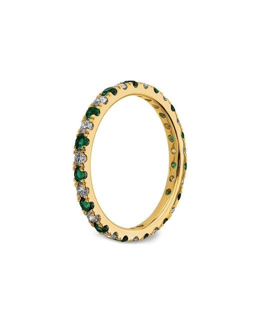 Lab Grown Gemstones White 14K 1.15 Ct. Tw. Lab-Grown Diamond & Lab-Grown Emerald Eternity Ring