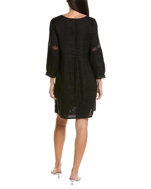 Tommy Bahama St. Lucia Split Neck Linen-Blend Mini Dress in Black | Lyst