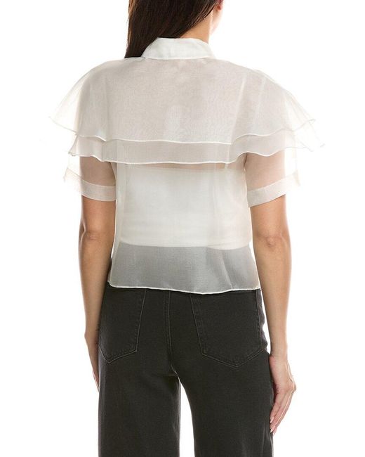 FRAME White The Organza Cape Top