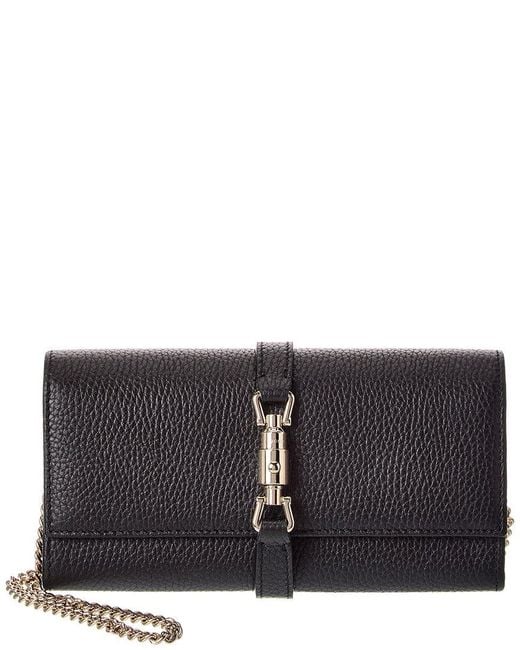 Gucci Black Jackie 1961 Leather Wallet On Chain
