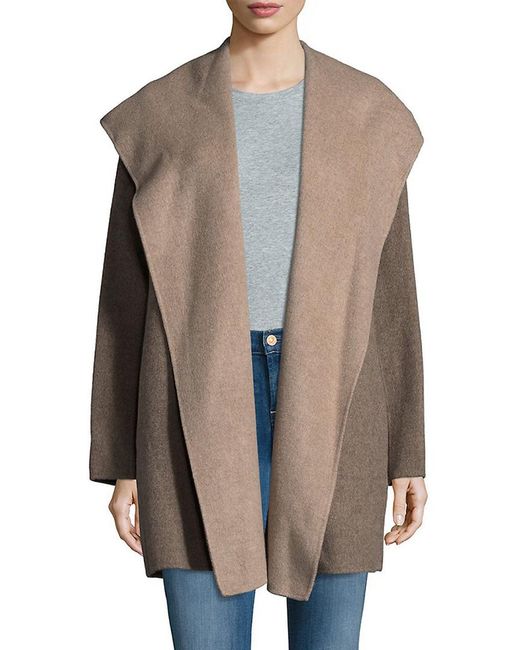 Vince Multicolor Hooded Open Front Coat