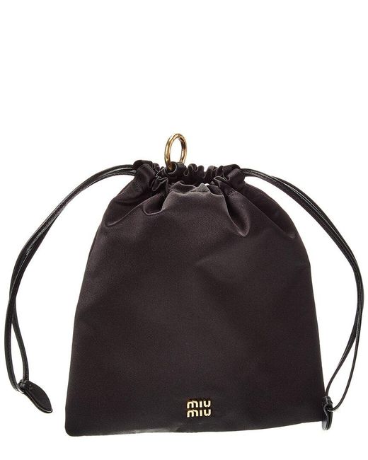 Miu Miu Black Logo Satin Pouch