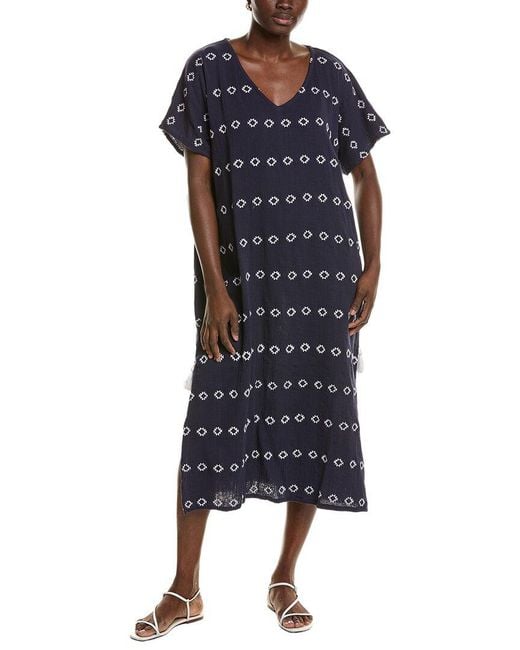 MER ST BARTH Blue Capucine Maxi Caftan Dress
