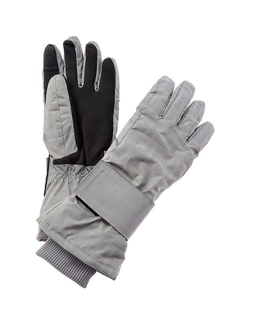 Fendi Gray Ff Leather-trim Gloves