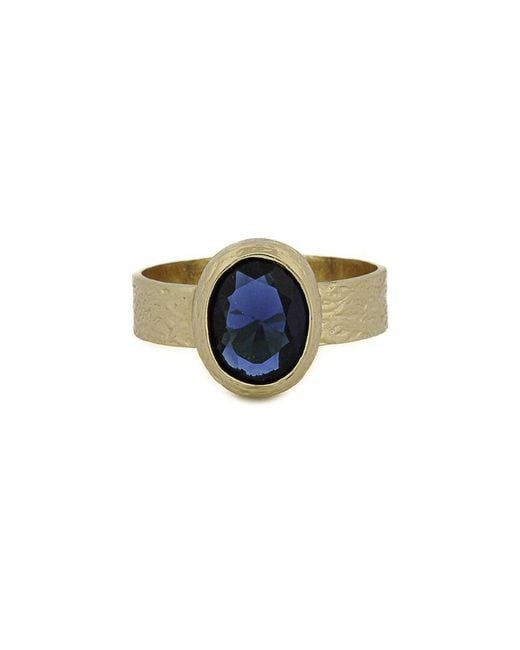 Ebru Jewelry Blue Cleopatra Plated Cz Solitaire Ring
