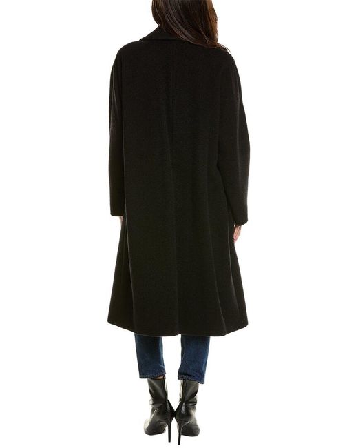 Cinzia Rocca Black Long Wool & Alpaca-blend Coat