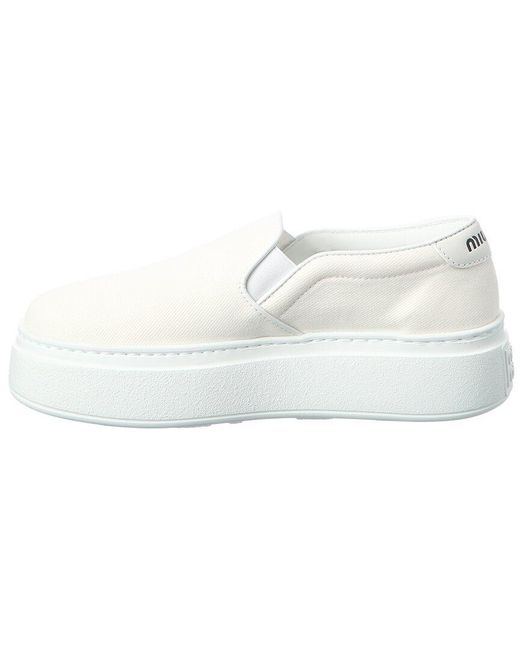 Miu Miu White Logo Leather Sneaker