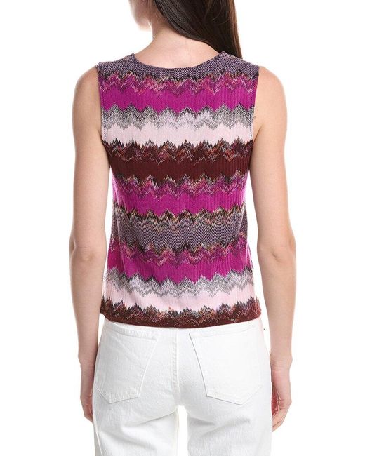 Missoni Red Zig Zag Patterned Wool-Blend Tank Top