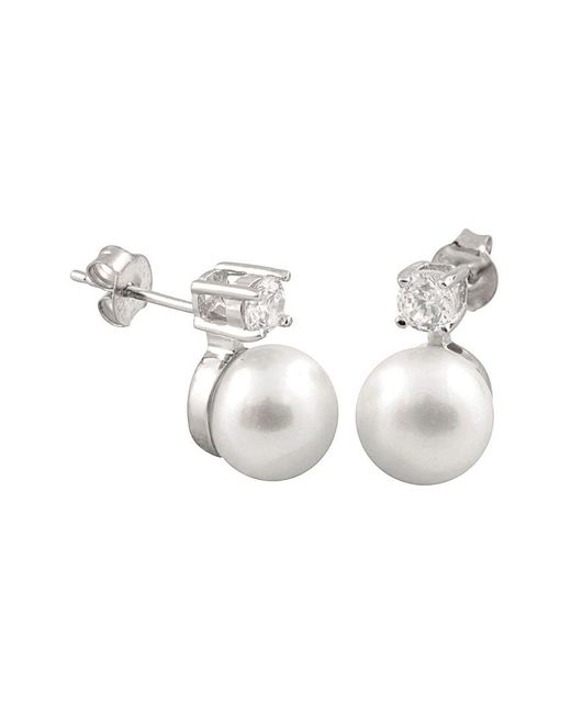Splendid Metallic Silver 7.5-8mm Mm Freshwater Pearl Earrings