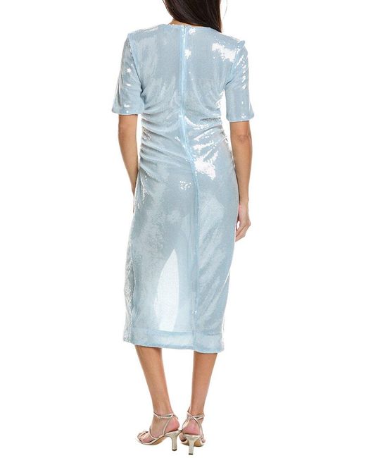 Ganni Blue Light Sequins Midi Dress
