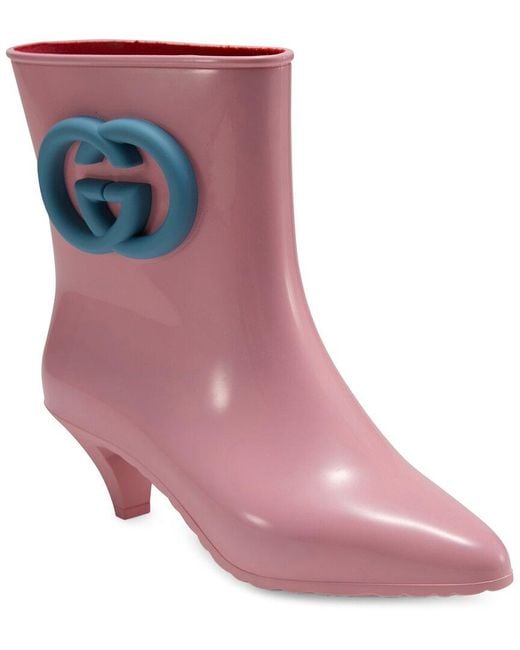 Gucci Pink Interlocking G Rubber Boot