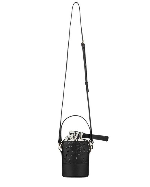 Marimekko White Imprint Nano Unikko Leather Bucket Bag