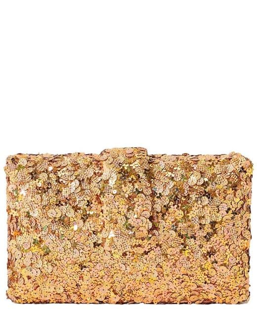 Simitri Metallic Hand-Embroidered Sequin Box Clutch