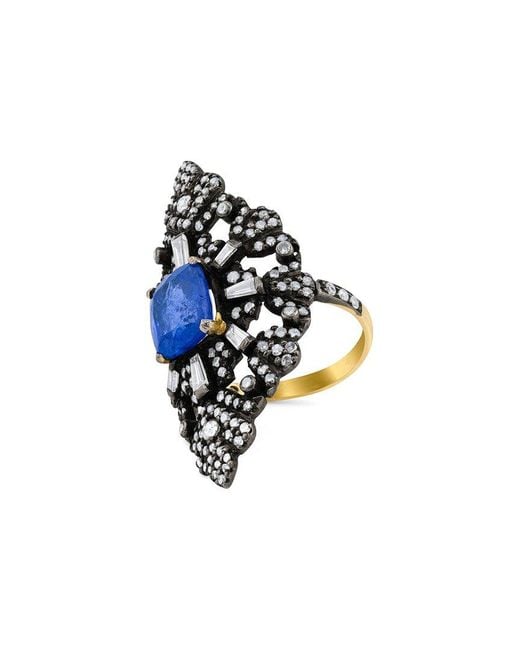 Diana M Blue Fine Jewelry 14K 5.25 Ct. Tw. Diamond & Sapphire Ring