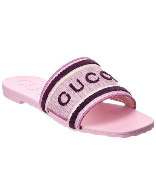 Gucci Pink Luna Leather Flat Sandal
